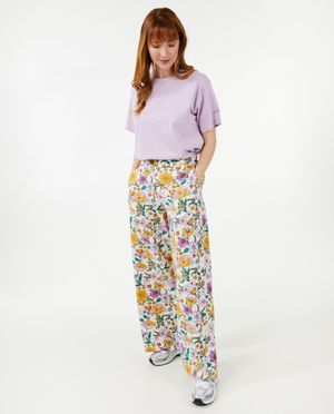 Pantalon &agrave; imprim&eacute; floral, jambe large - Sora