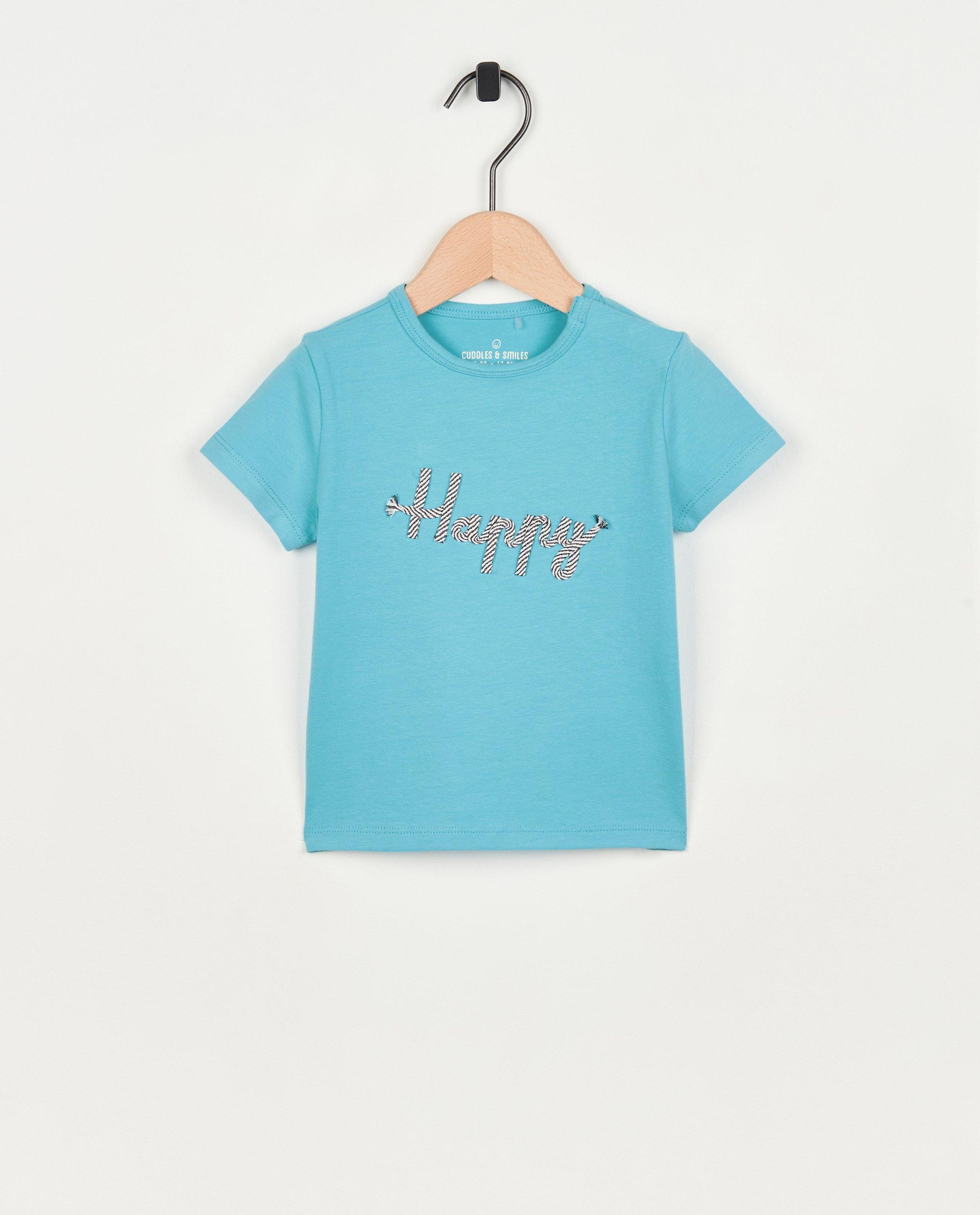 Blauw T-shirt met opschrift - Cuddles and Smiles
