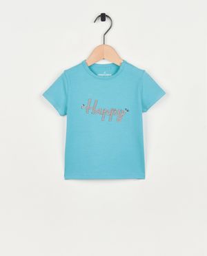 Blauw T-shirt met opschrift - Cuddles and Smiles