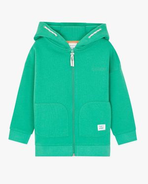 Cardigans - Gilet molletonn&eacute; vert avec fermeture &agrave; glissi&egrave;re