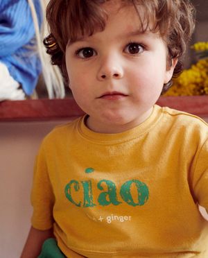 Geel T-shirt met opschrift - Fred + Ginger