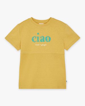 T-shirts - T-shirt jaune &agrave; inscription
