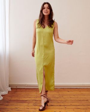 Kleedjes - Groene satijnen jurk
