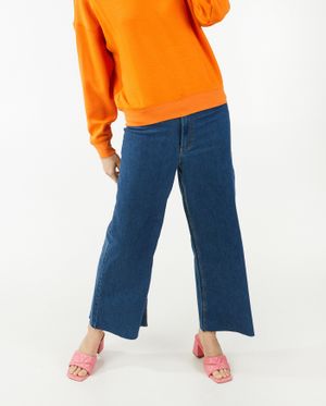 Jeans - Jeans bleu &agrave; jambes larges