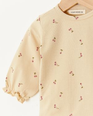 T-shirts - Beige longsleeve met print