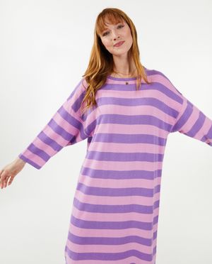 Robe violette &agrave; rayures - Sora