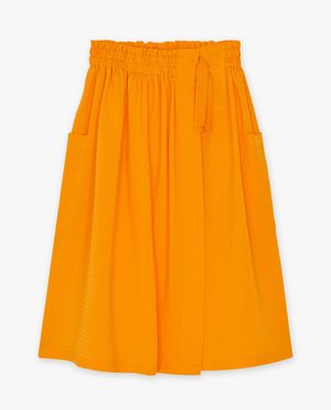 Jupes - Jupe portefeuille orange structur&eacute;e