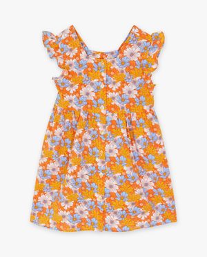 Robes - Robe orange boutonn&eacute;e