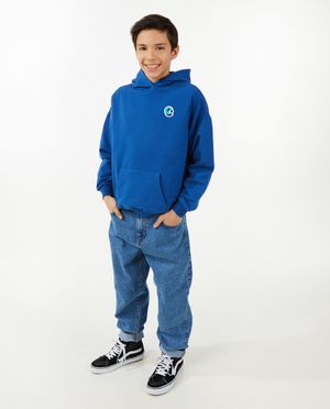 Sweats - Sweat bleu avec un &eacute;cusson
