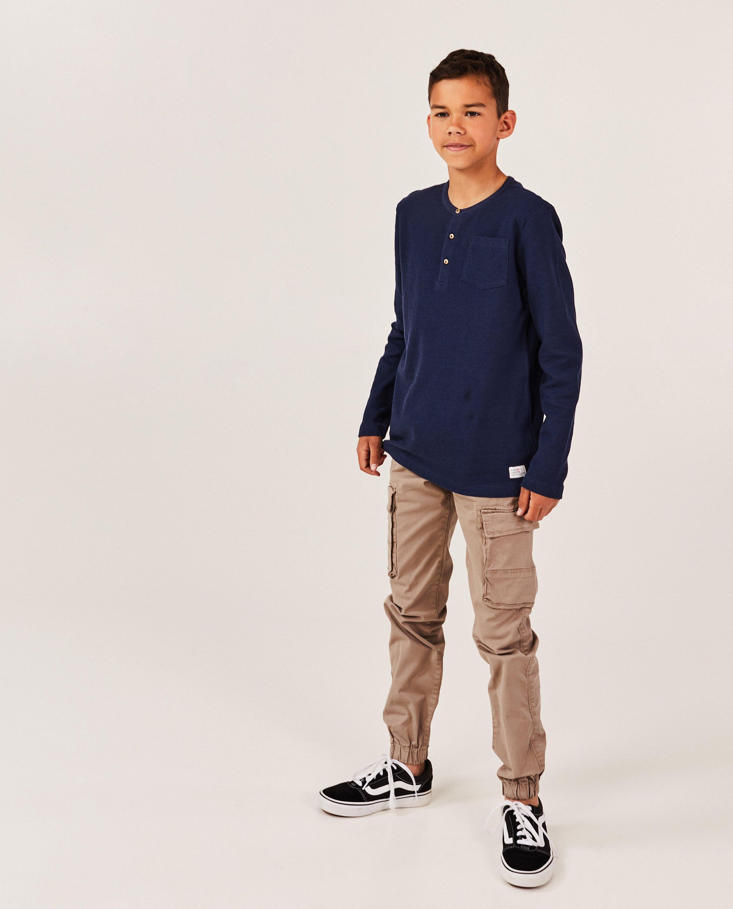 Longsleeve met wafelpatroon, 7-14 jaar - Fish & Chips
