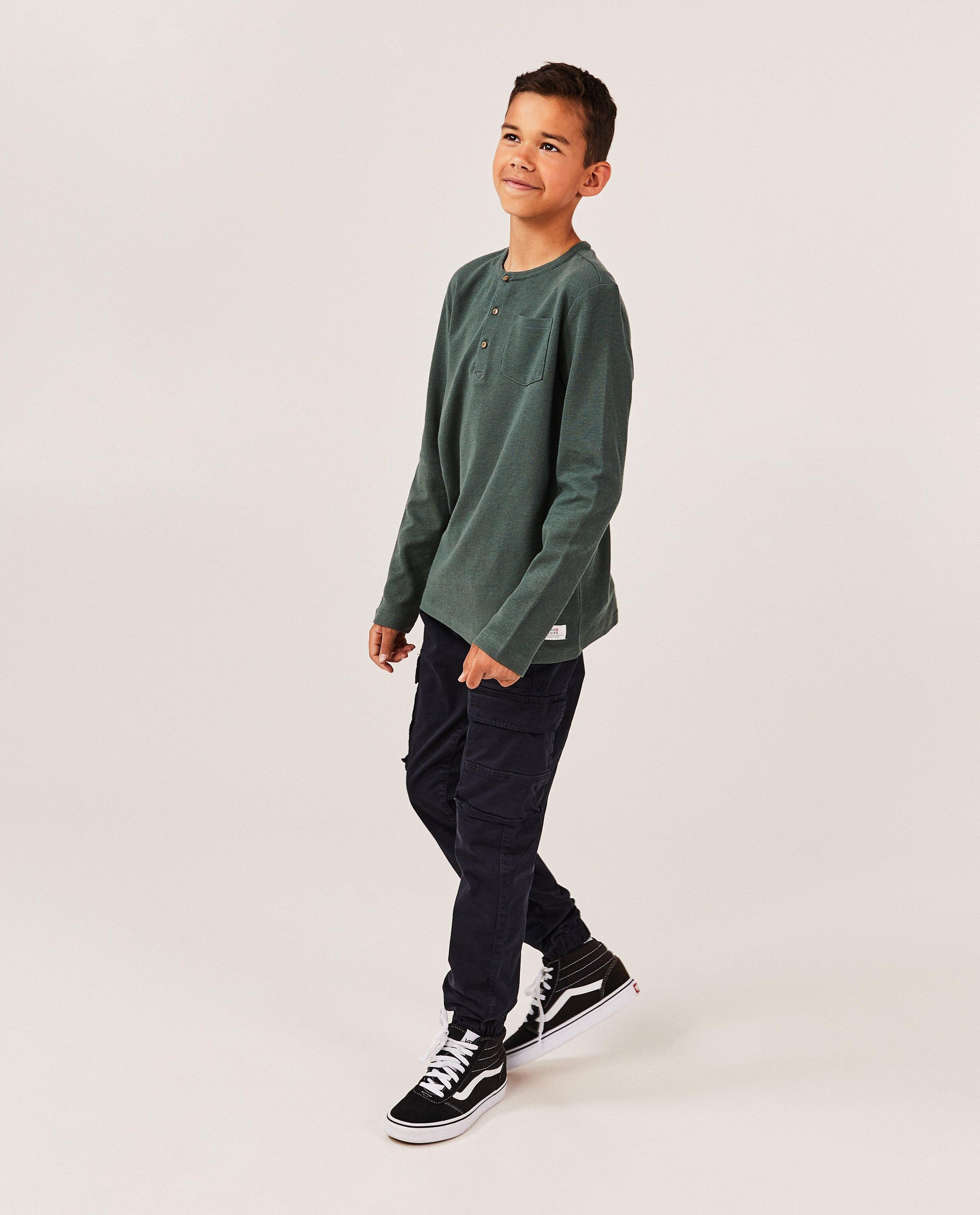 Longsleeve met wafelpatroon, 7-14 jaar - Fish & Chips