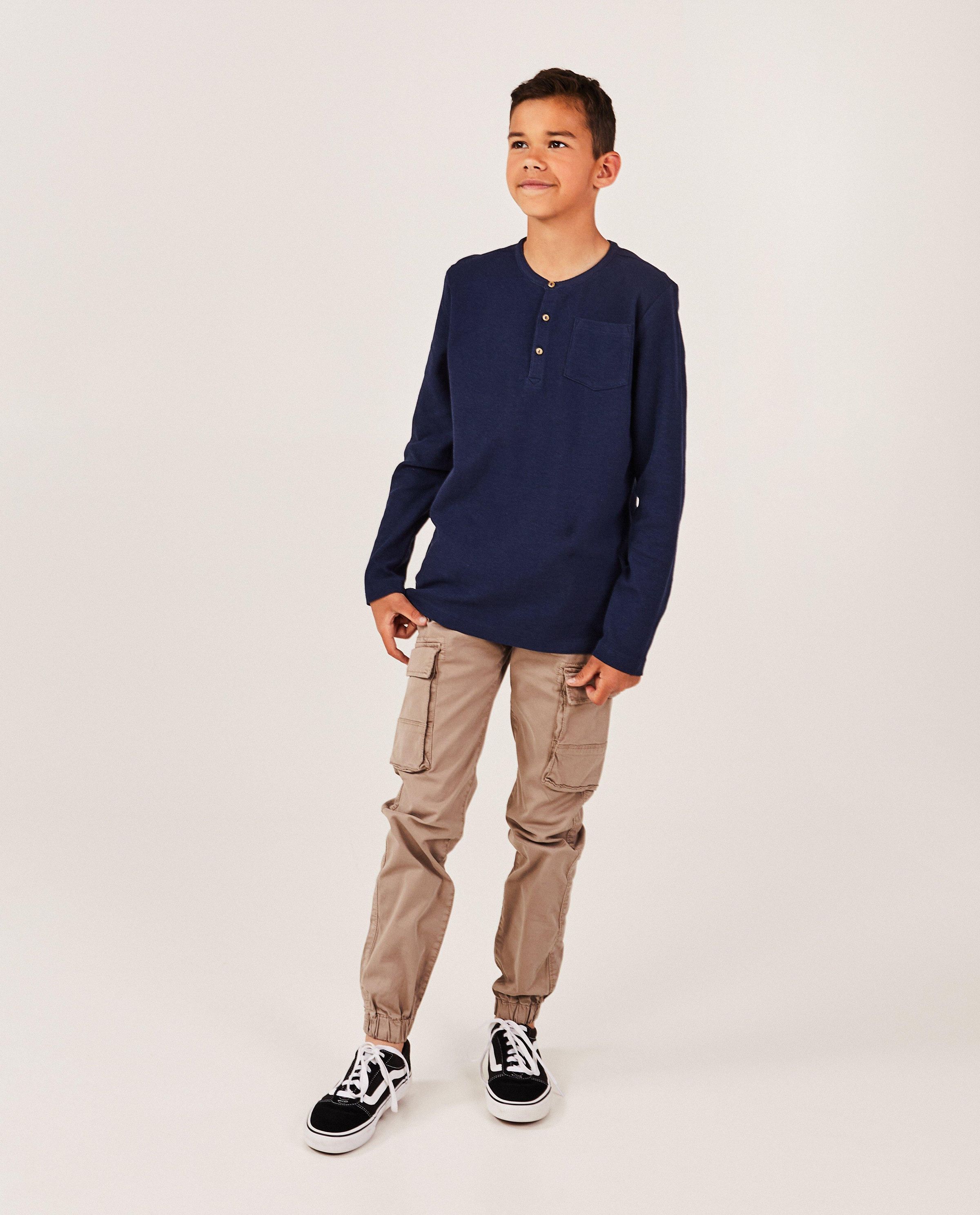 Donkergroene broek, cargo fit, 7-14 jaar - Fish & Chips