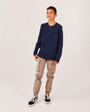 Donkergroene broek, cargo fit, 7-14 jaar - Fish & Chips