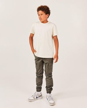 Donkergroene broek, cargo fit, 7-14 jaar - Fish & Chips
