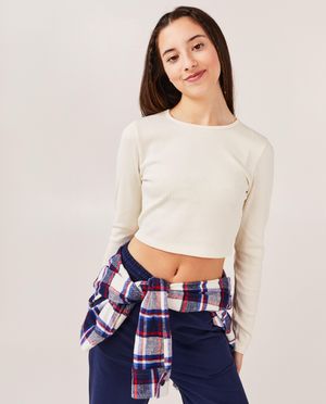 T-shirts - Longsleeve met rib, cropped fit
