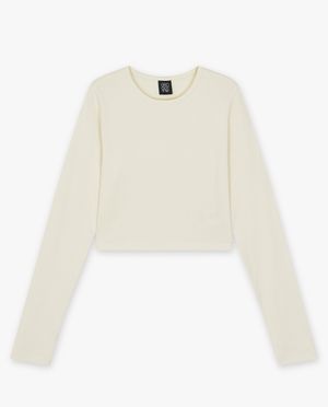 T-shirts - Longsleeve met rib, cropped fit