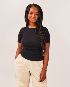 T-shirts - Zwart T-shirt met rib
