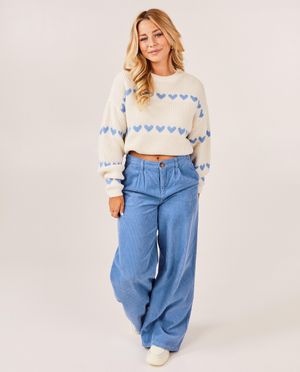Broeken - Blauwe broek van ribfluweel