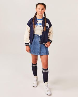 Jupes - Jupe en jeans pliss&eacute;e