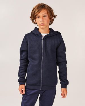 Cardigan - Donkerblauw vest met teddy voering