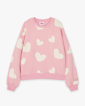 Sweaters - Roze sweater met hartjespatroon