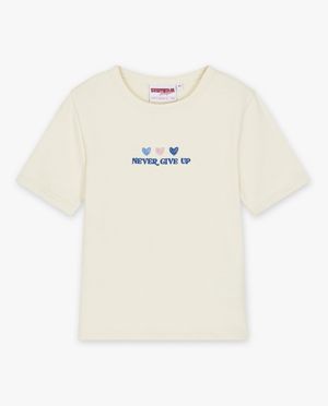 T-shirts - Offwhite T-shirt met rib
