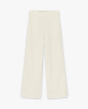 Broeken - Offwhite broek van ribfluweel