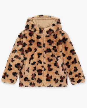 Poncho's en teddy's - Omkeerbare jas met luipaardprint