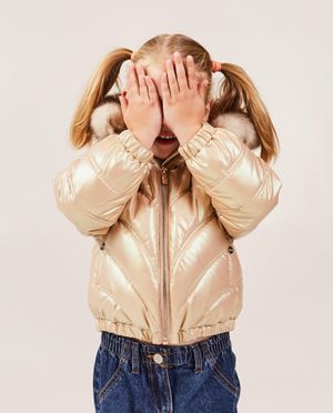 Poncho's en teddy's - Roze jas met metallic look