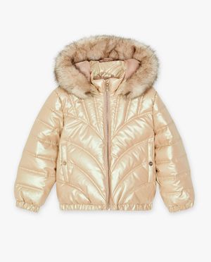 Poncho's en teddy's - Roze jas met metallic look
