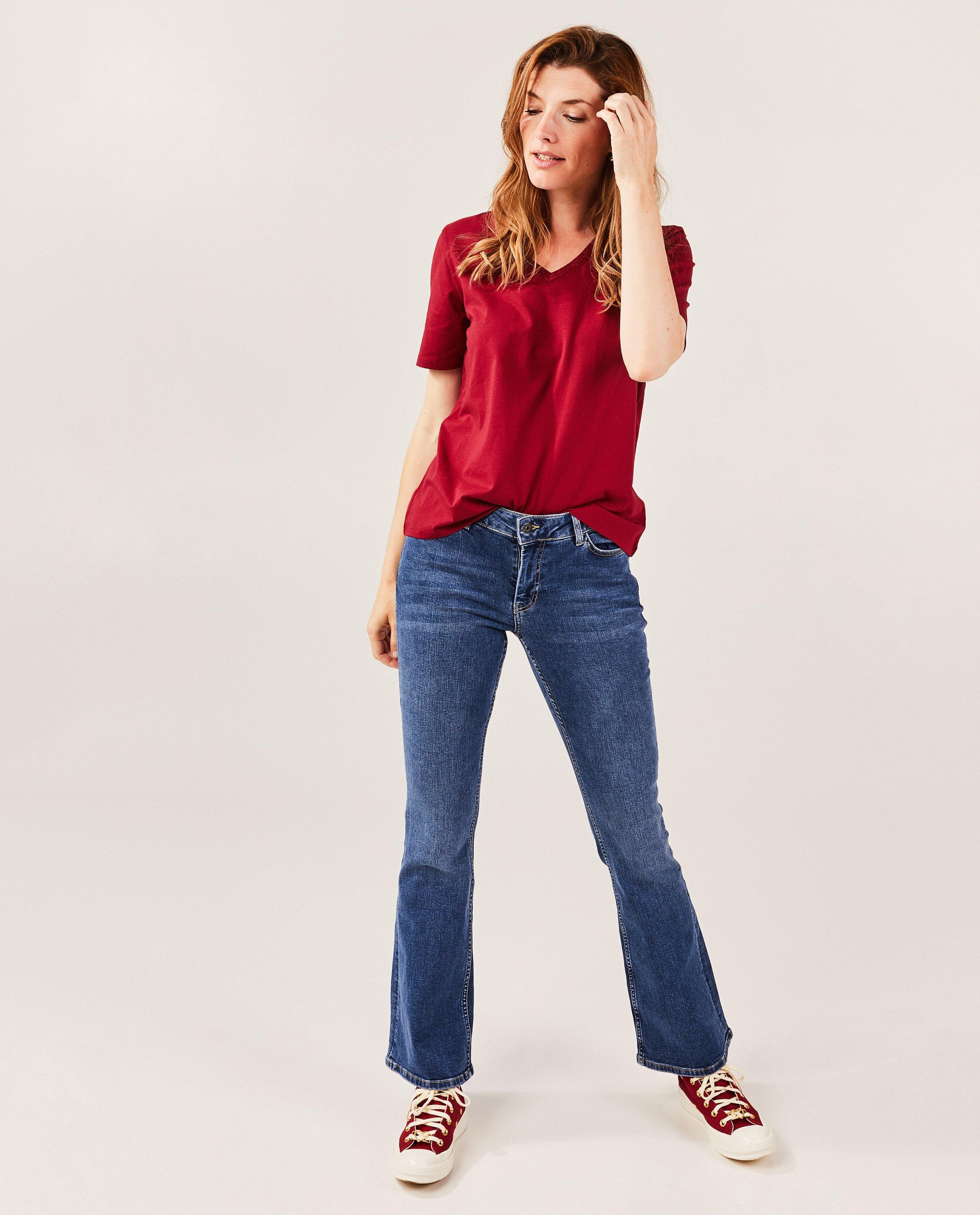 Donkerblauwe jeans, bootcut fit - Sora