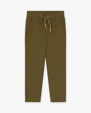 Broeken - Donkergroene broek met structuur