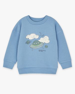 Sweaters - Blauwe sweater met print