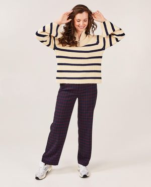 Broeken - Donkerblauwe broek met ruiten