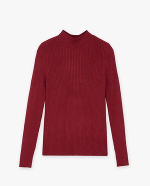 Truien - Donkerrode longsleeve met rib