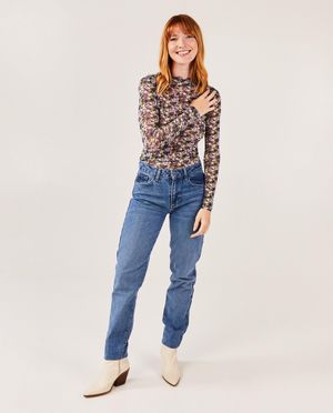Jeans - Donkerblauwe broek, mom fit