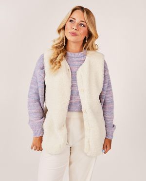 Cardigan - Offwhite vest van teddy
