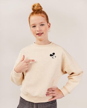 Sweats - Sweat beige &agrave; imprim&eacute; de Mickey, 7-14 ans