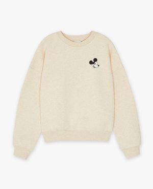 Sweaters - Beige sweater met print Mickey, 7-14 jaar