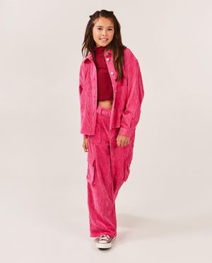 Broeken - Offwhite broek van ribfluweel, cargo fit