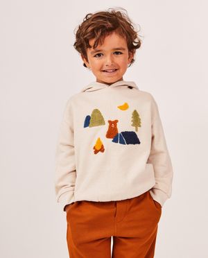 Sweats - Hoodie &agrave; imprim&eacute; en mati&egrave;re peluche