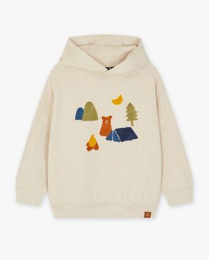 Sweats - Hoodie &agrave; imprim&eacute; en mati&egrave;re peluche