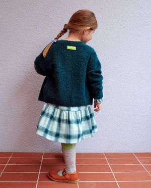 Cardigan - Donkergroene cardigan van boucl&eacute;