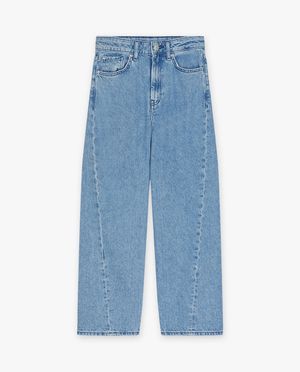 Jeans - Jeans avec piq&ucirc;res d&eacute;coratives, coupe &agrave; jambes larges