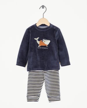 Fluwelen pyjama met walvisprint - Cuddles and Smiles