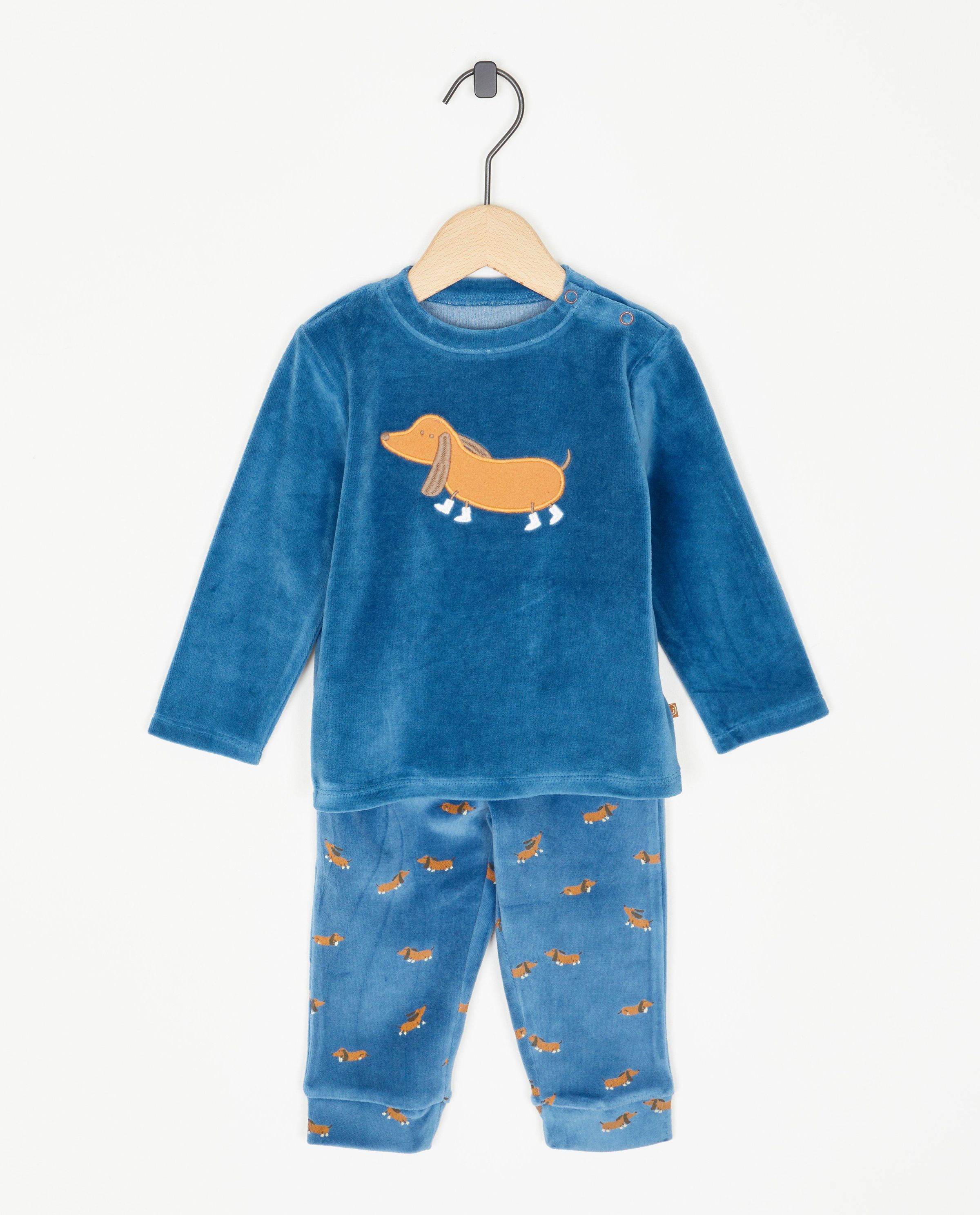 Fluwelen pyjama met hondenprint - Cuddles and Smiles