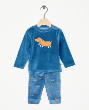 Fluwelen pyjama met hondenprint - Cuddles and Smiles