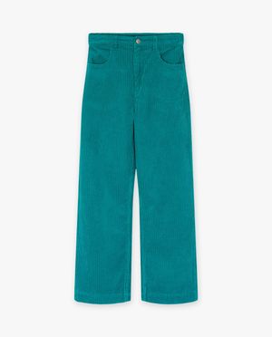 Broeken - Blauwgroene broek, straight fit