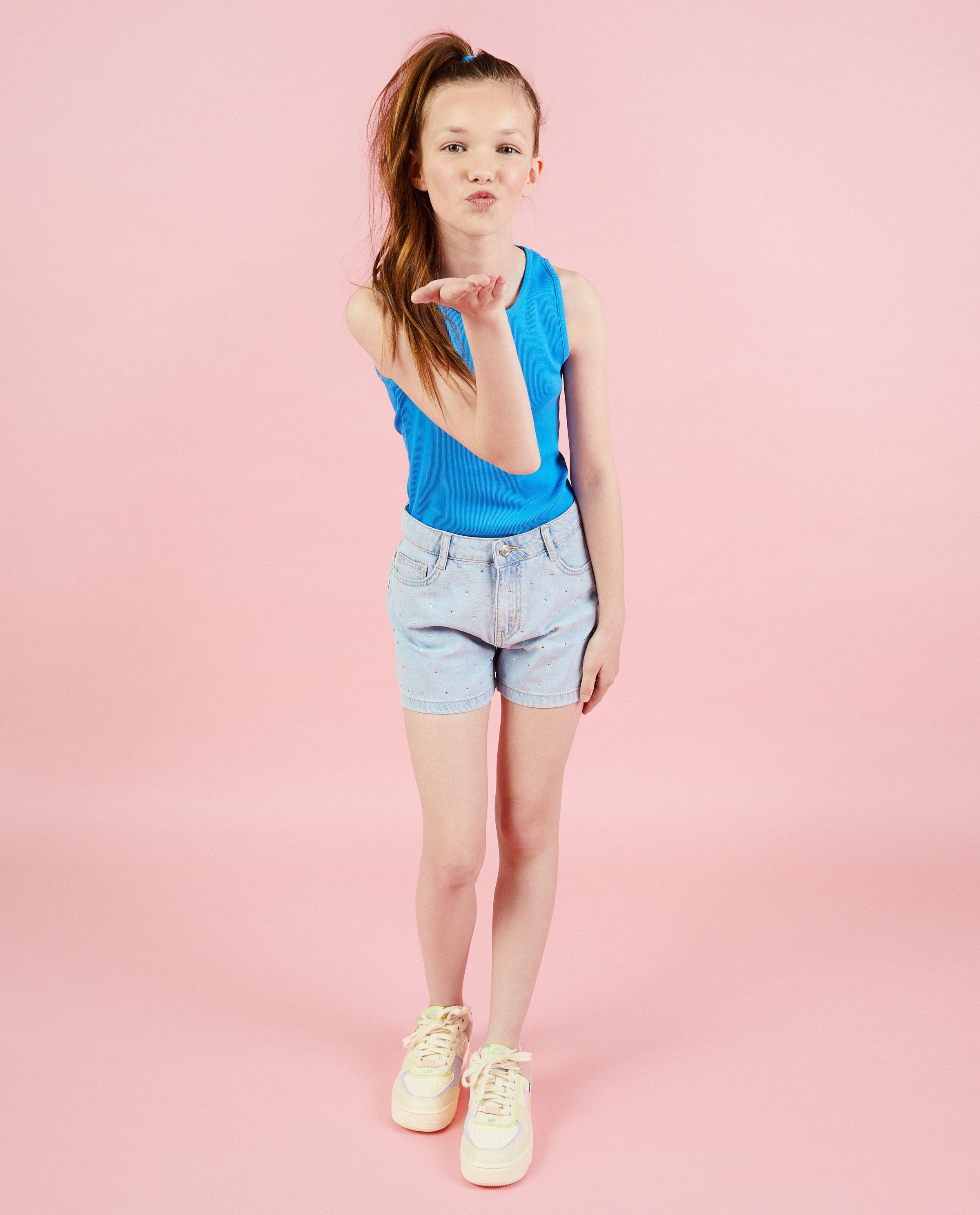Blauw bodysuit met rib - CAMILLE x JBC