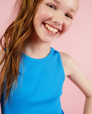 T-shirts - Blauw bodysuit met rib